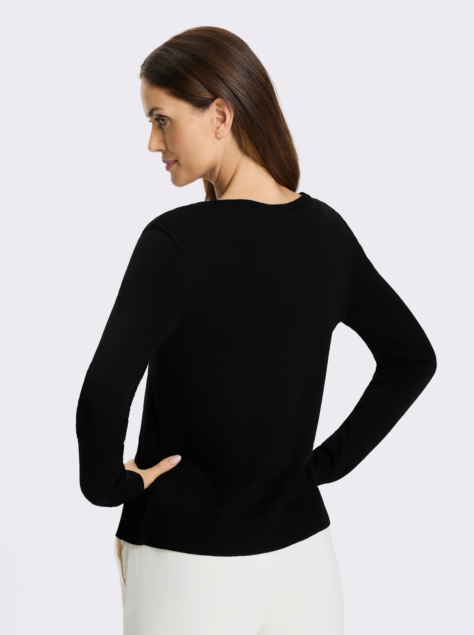 heine Fijn gebreid vest met applicaties - zwart