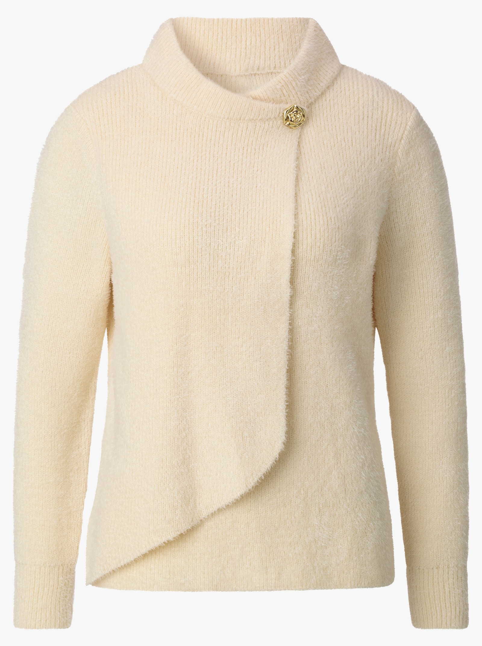 Langarm-Pullover in asymmetrischer Lagen-Optik - champagner