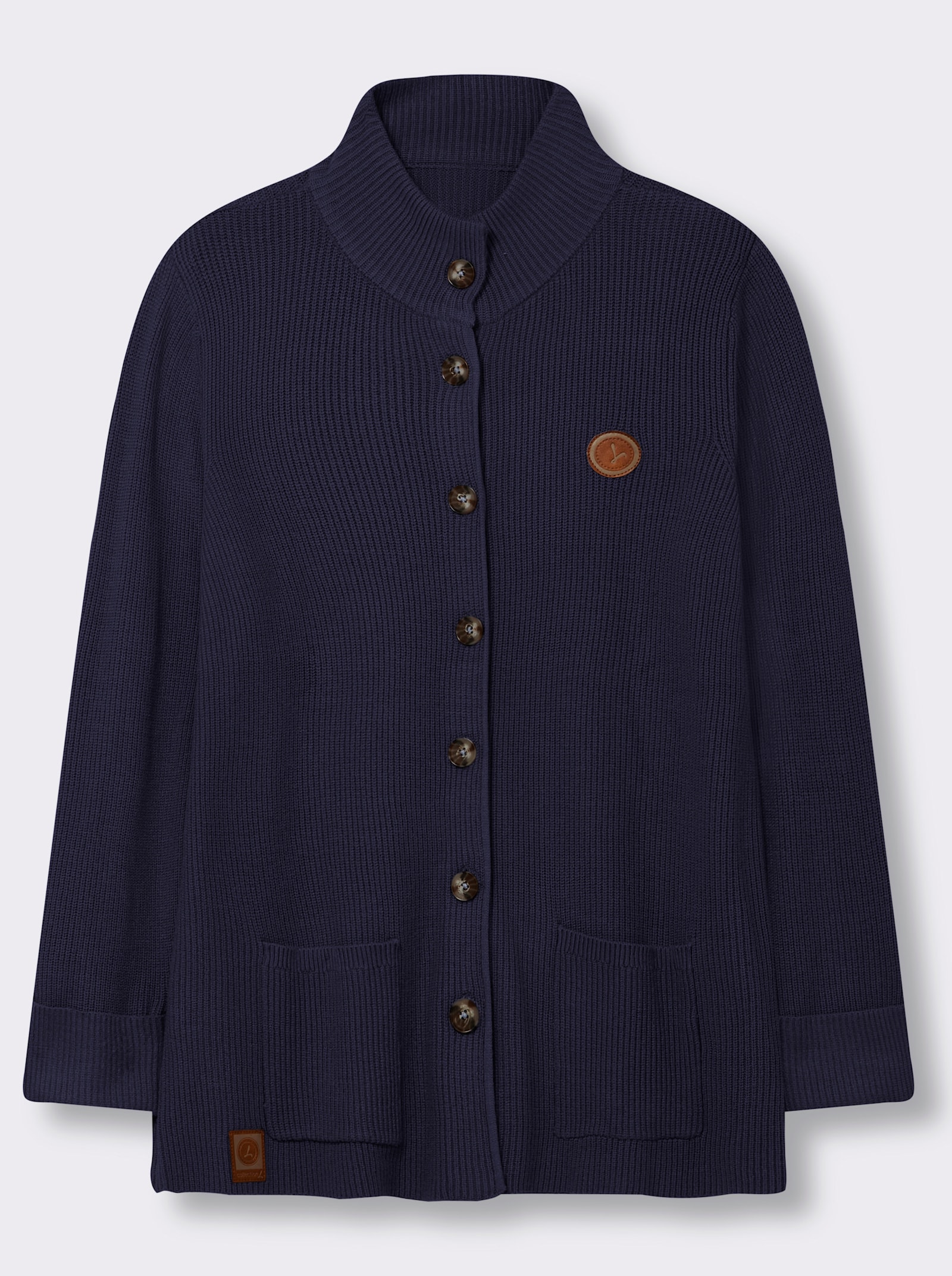 Longstrickjacke mit Stehkragen - marine