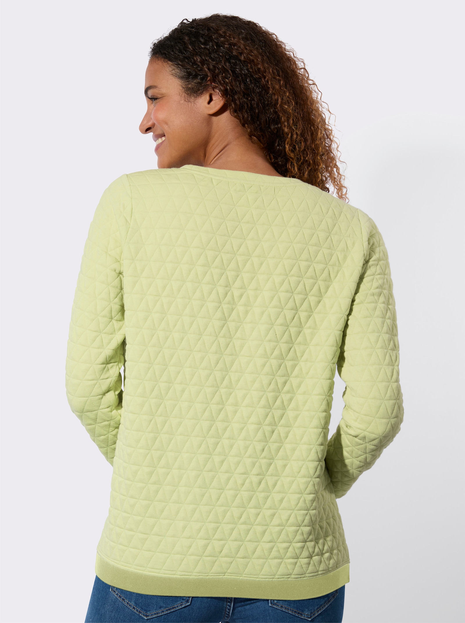 Rundhalsshirt im Jacquard-Muster - pistazie