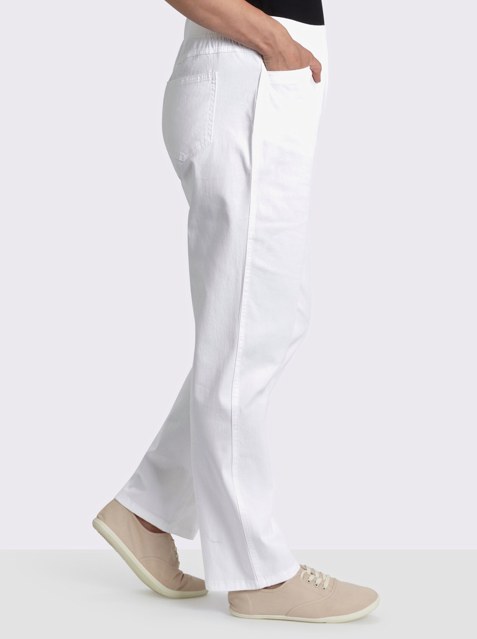 Stretch-Jeans mit Rundum-Dehnbund - weiß