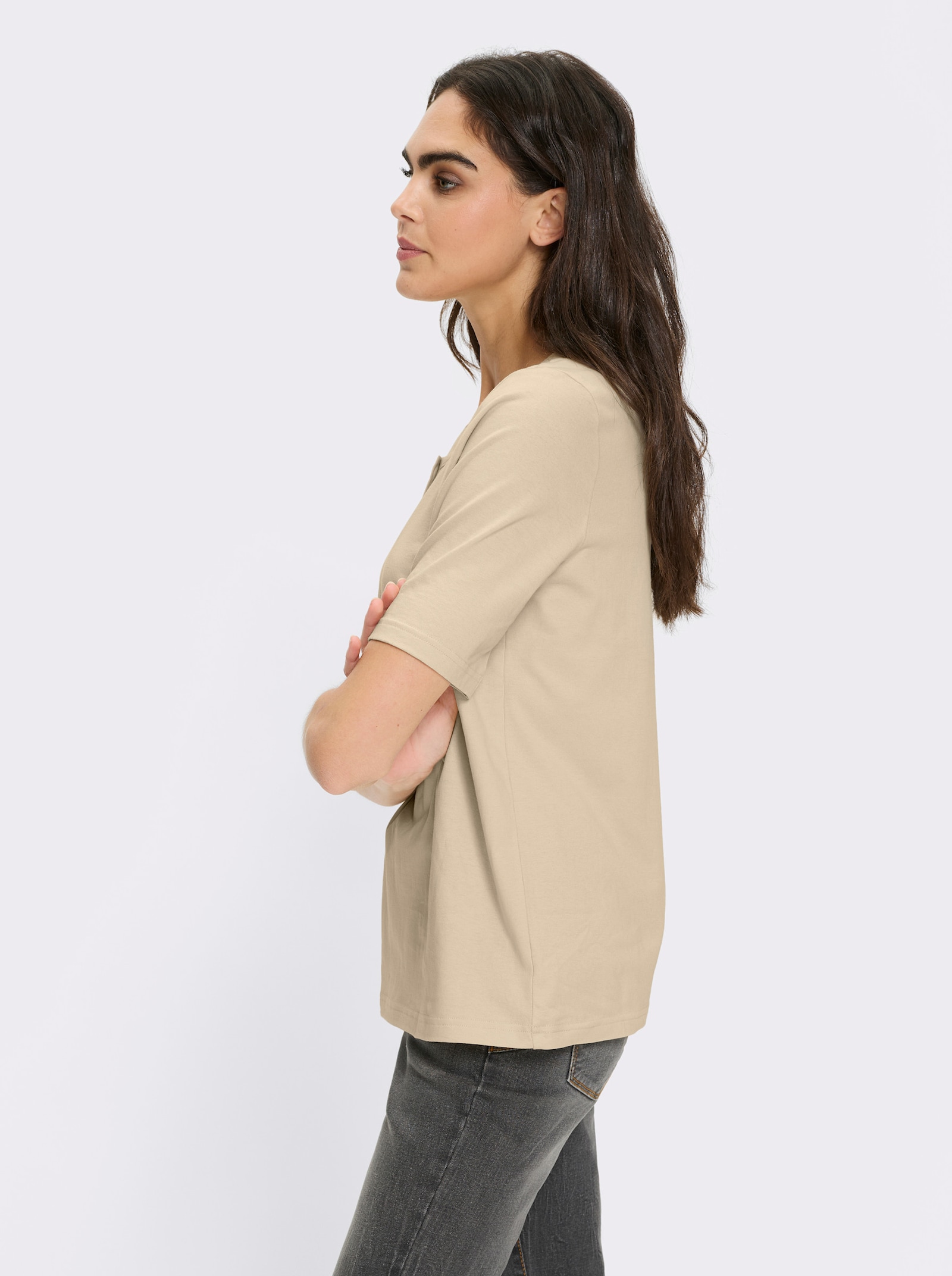 heine Shirt mit kurzer Knopfleiste - sand