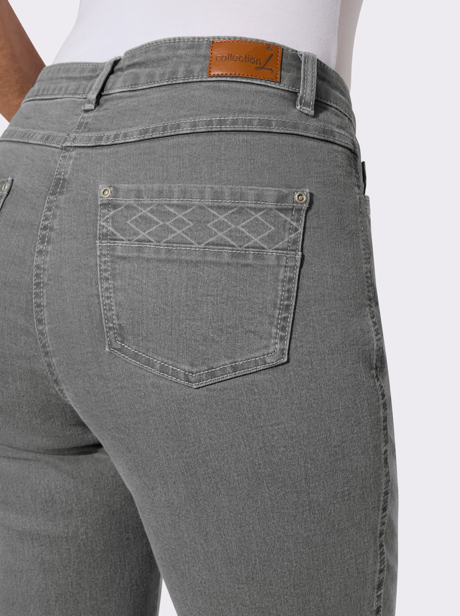 Jeans mit seitlichem Laser-Druckmuster - light grey-denim
