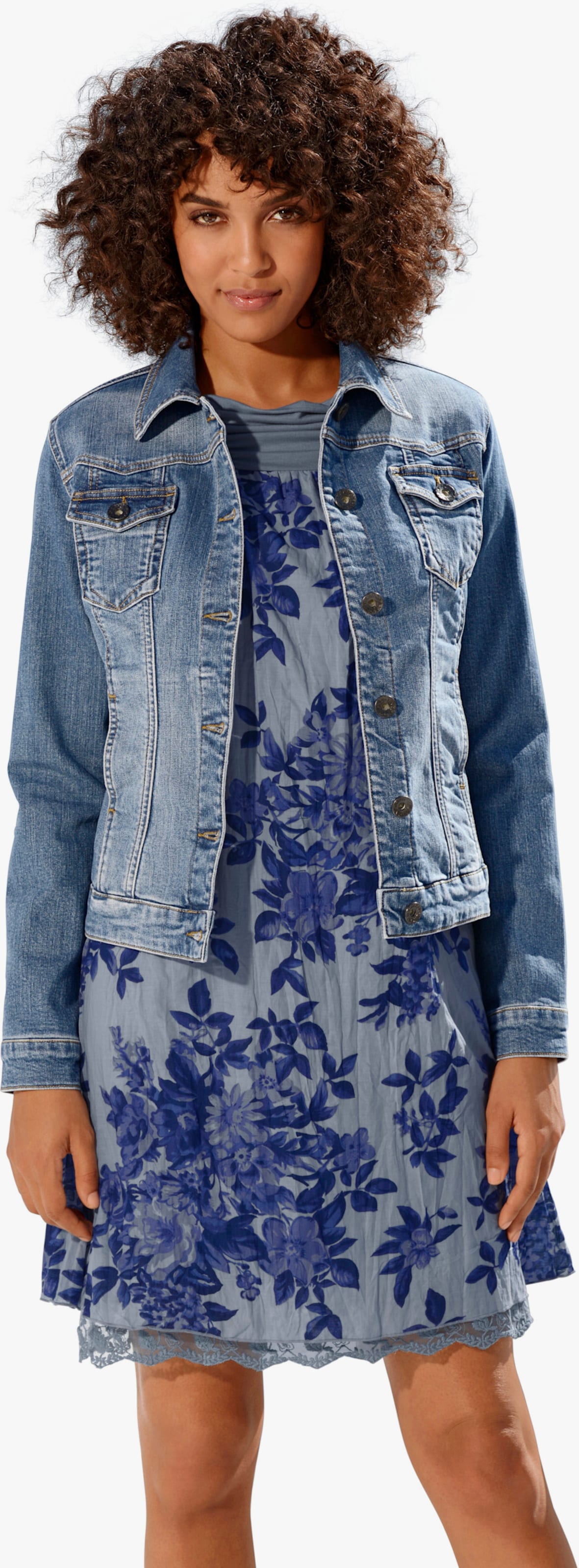 heine Jeansjacke in Used-Waschung - blue denim