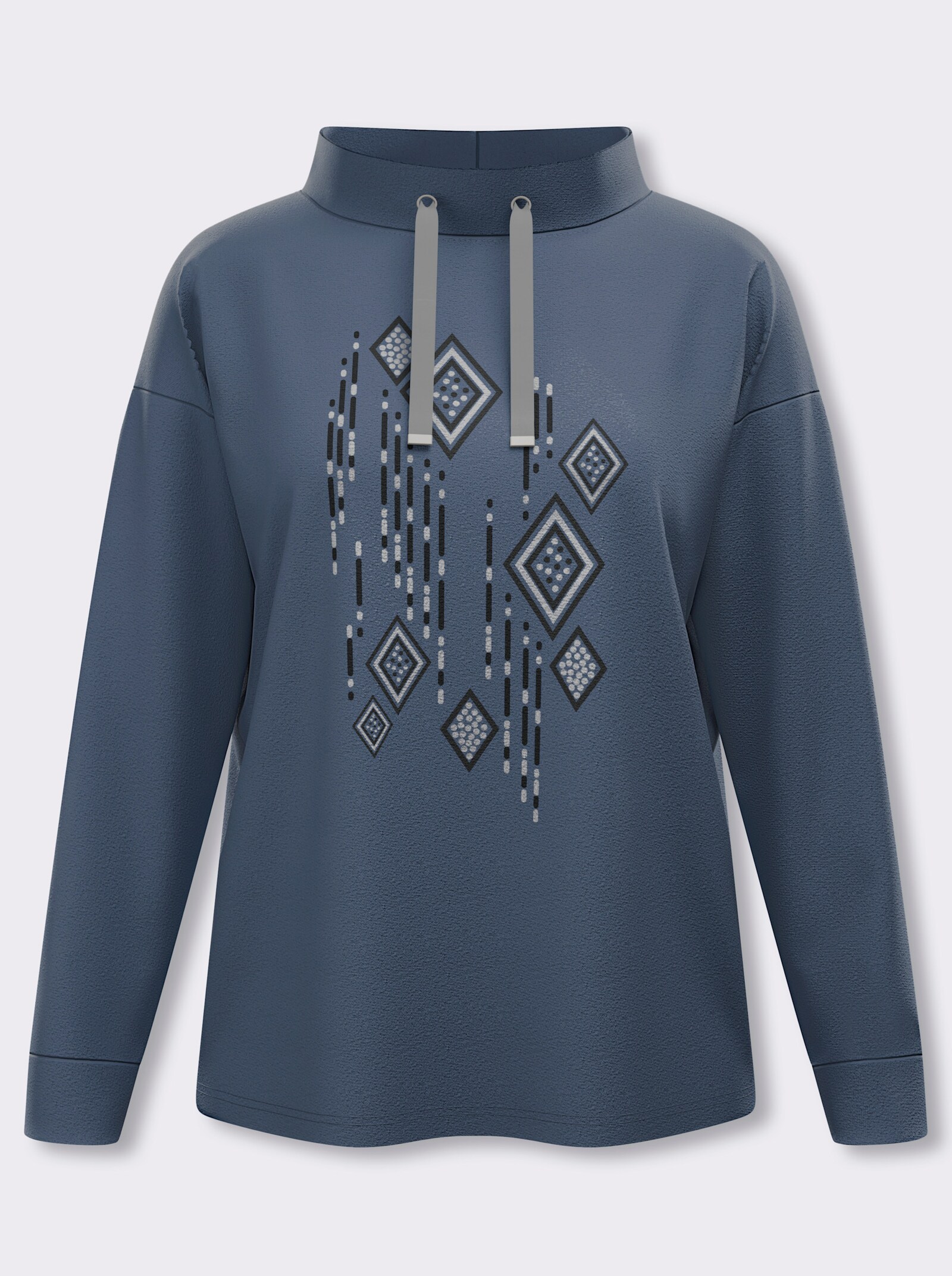  Stehkragenshirt in Interlock-Qualität - rauchblau-schwarz