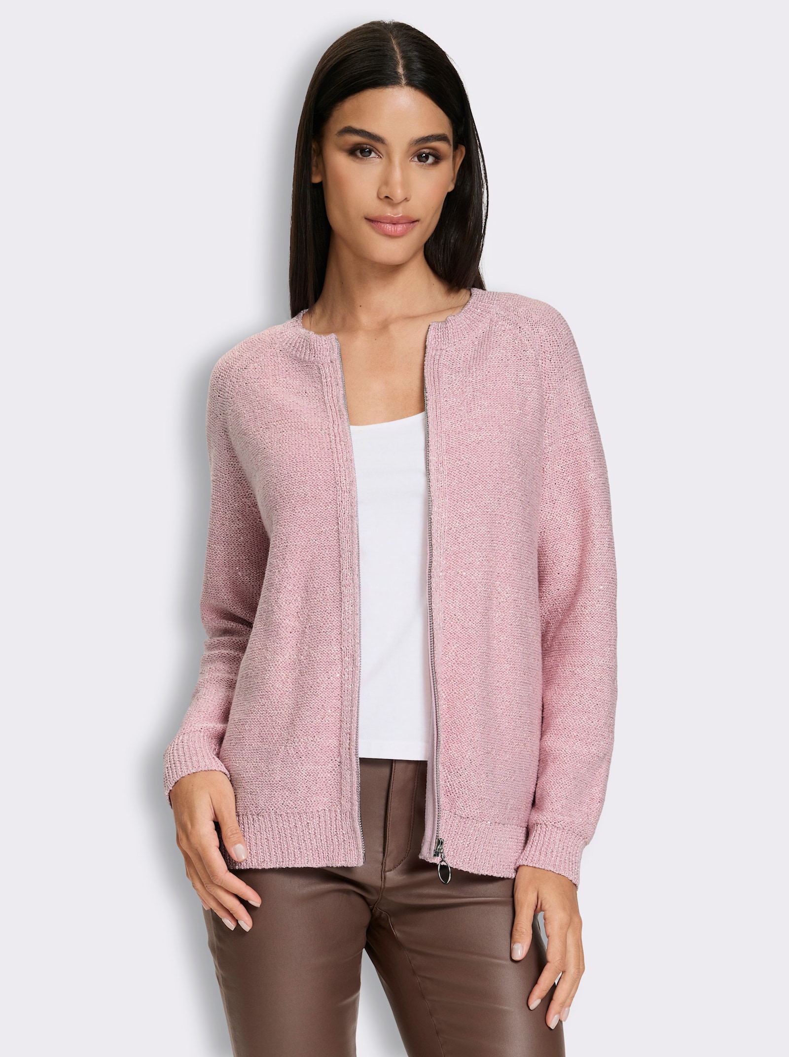 heine Strickjacke mit Pailletten - rosé