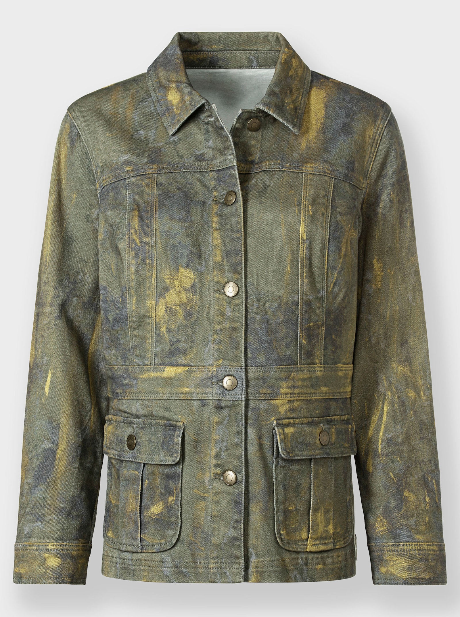 heine Jackenblazer mit goldfarbenen Details - khaki-bedruckt
