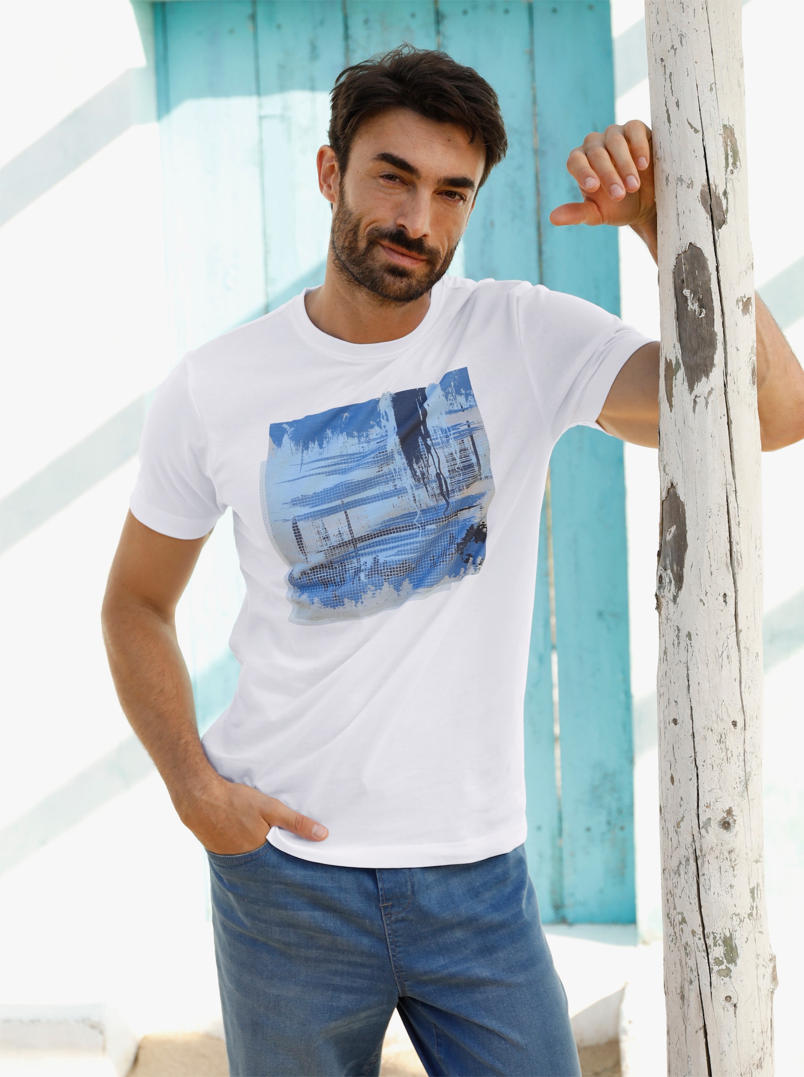 Catamaran T-Shirt mit Front-Print - weiß-bedruckt