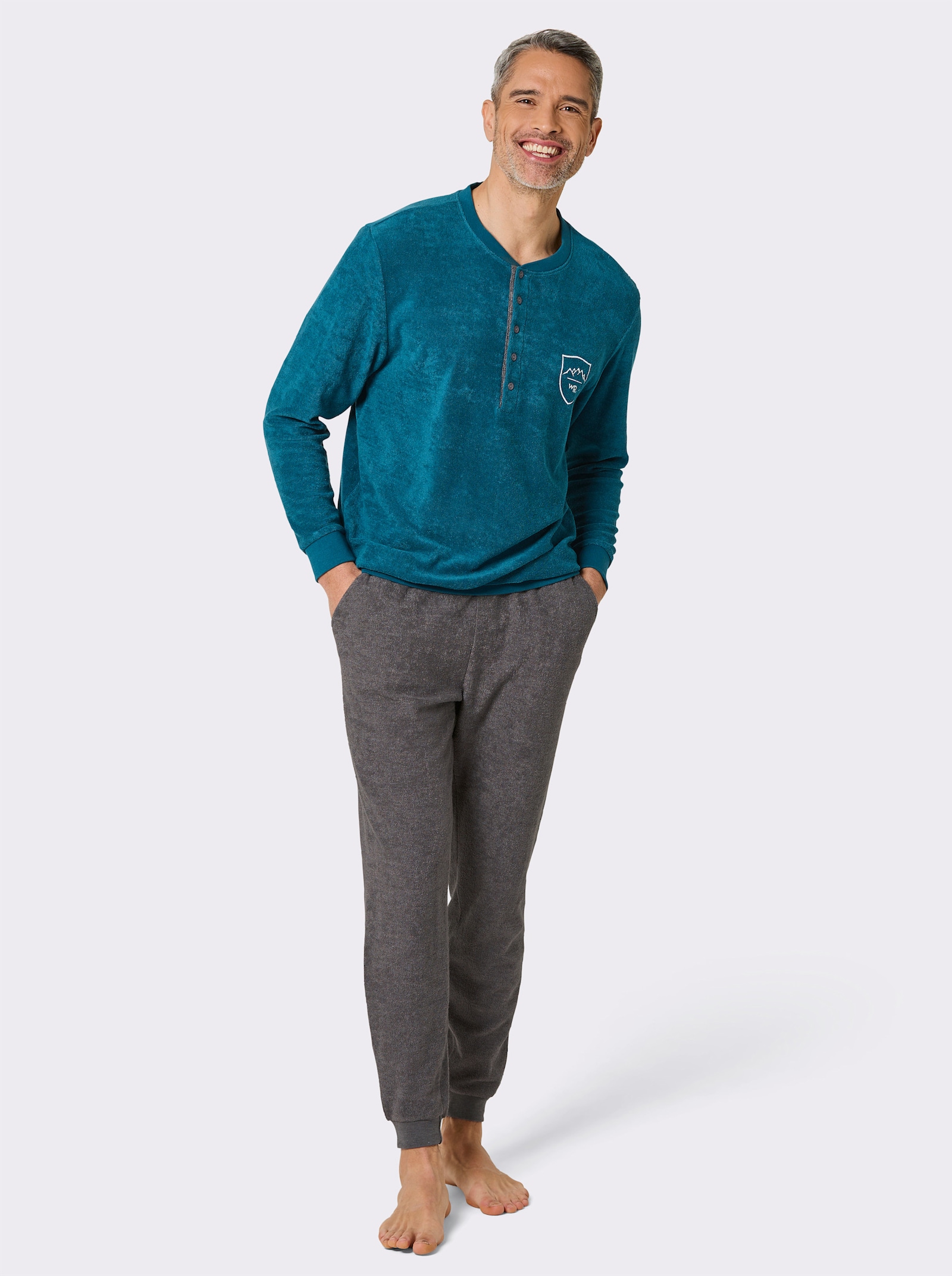 wäschepur men Schlafanzug - aquapetrol-anthrazit-meliert