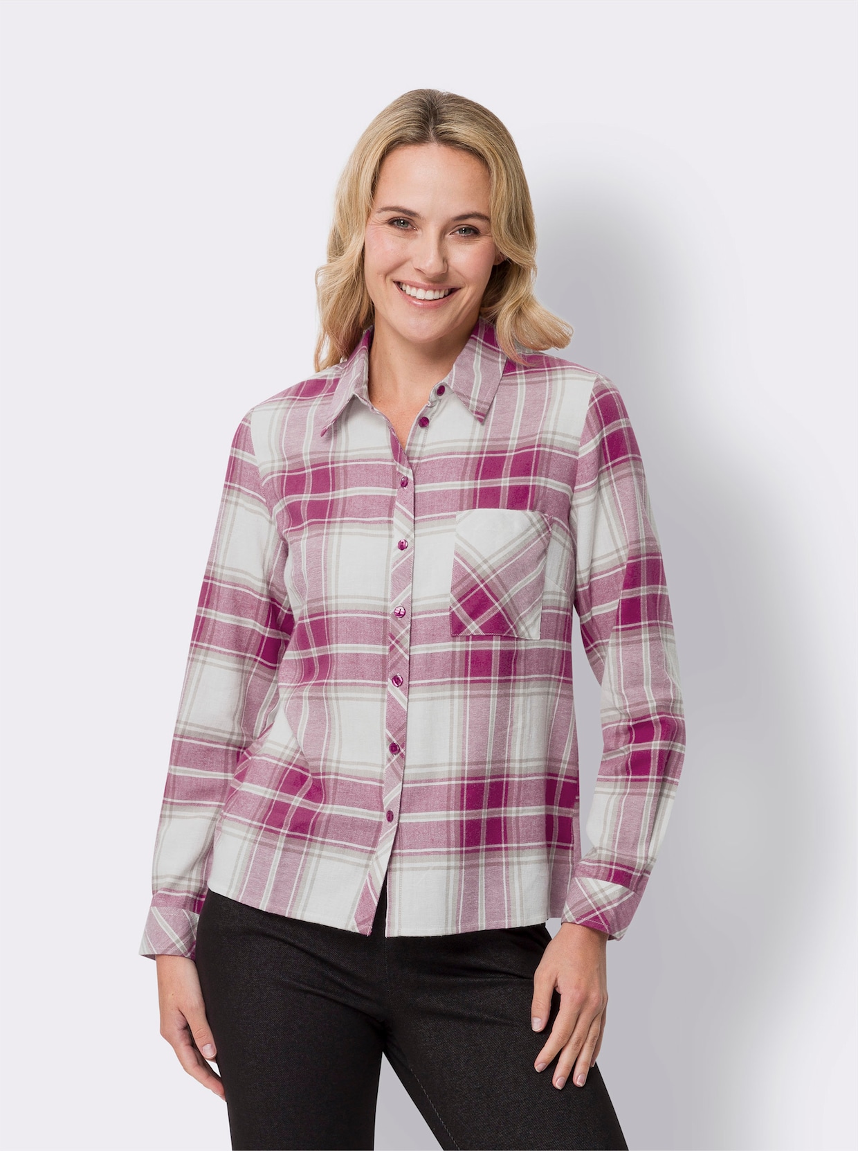 Flanellen blouse - erika/ecru geruit