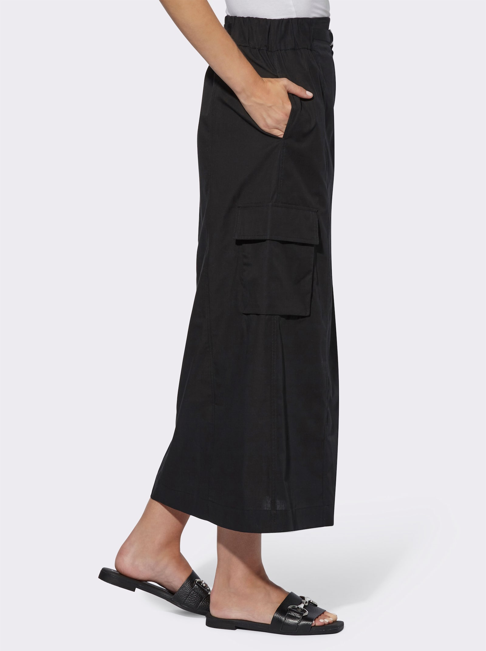 heine Cargorock mit Dehnbund und Cargo-Taschen - schwarz