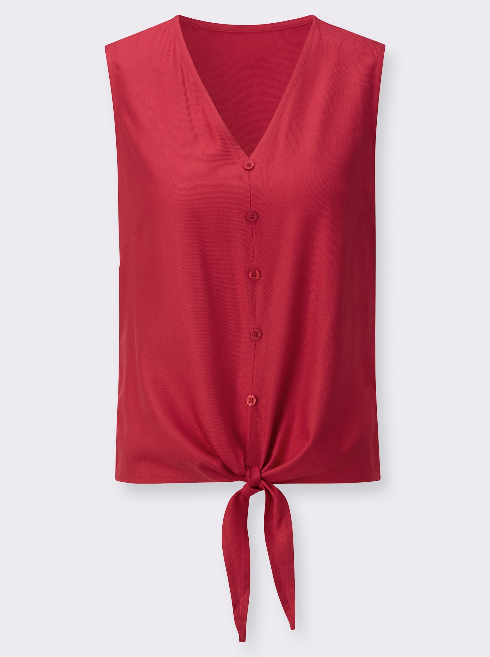 Blusentop mit geknotetem Saum - erdbeere