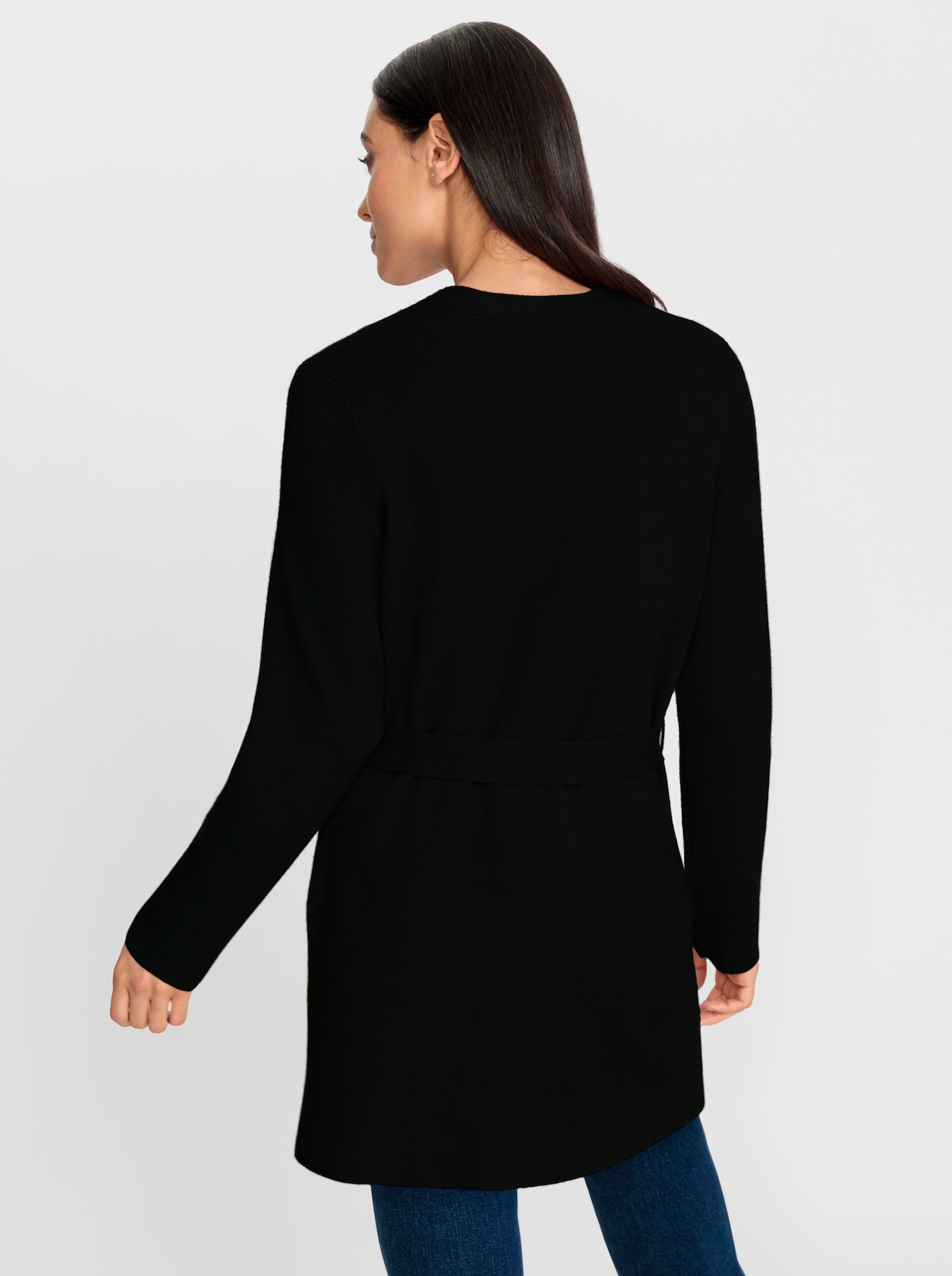 heine Longstrickjacke mit abnehmbarem Bindegürtel - schwarz