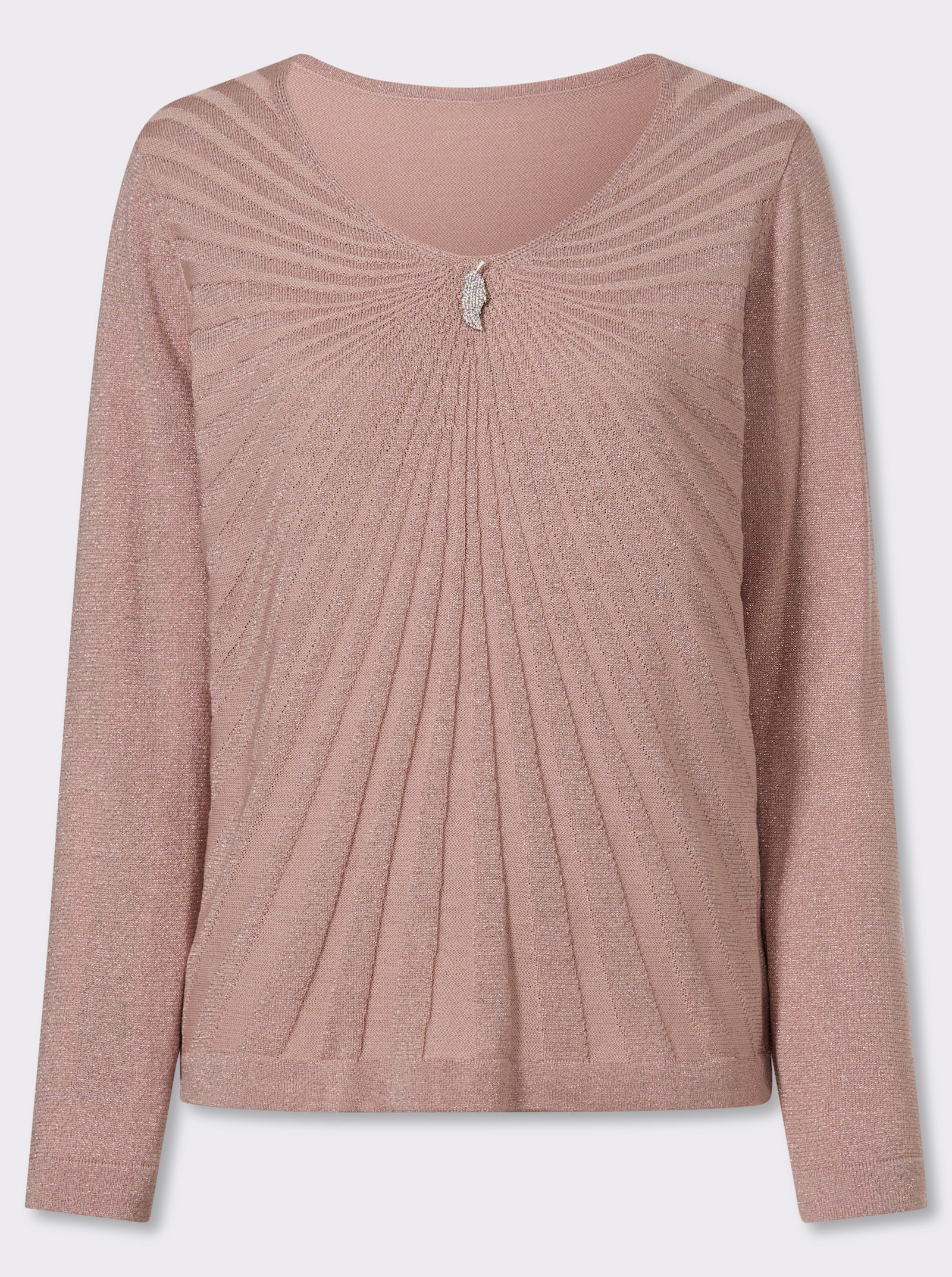 Pullover im Strickmuster, aus Glanzgarn - puder