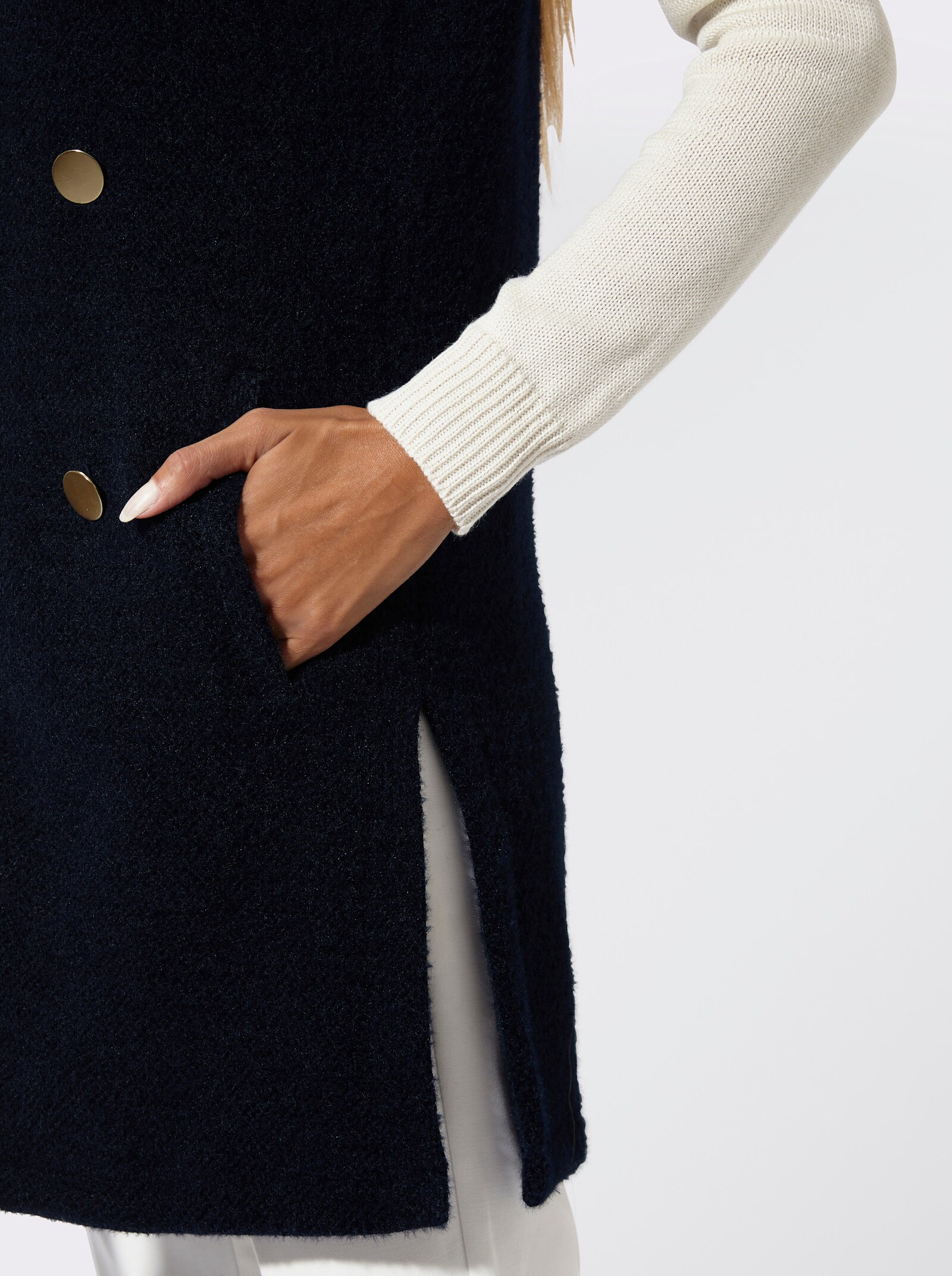 Strickweste in Longform - marine