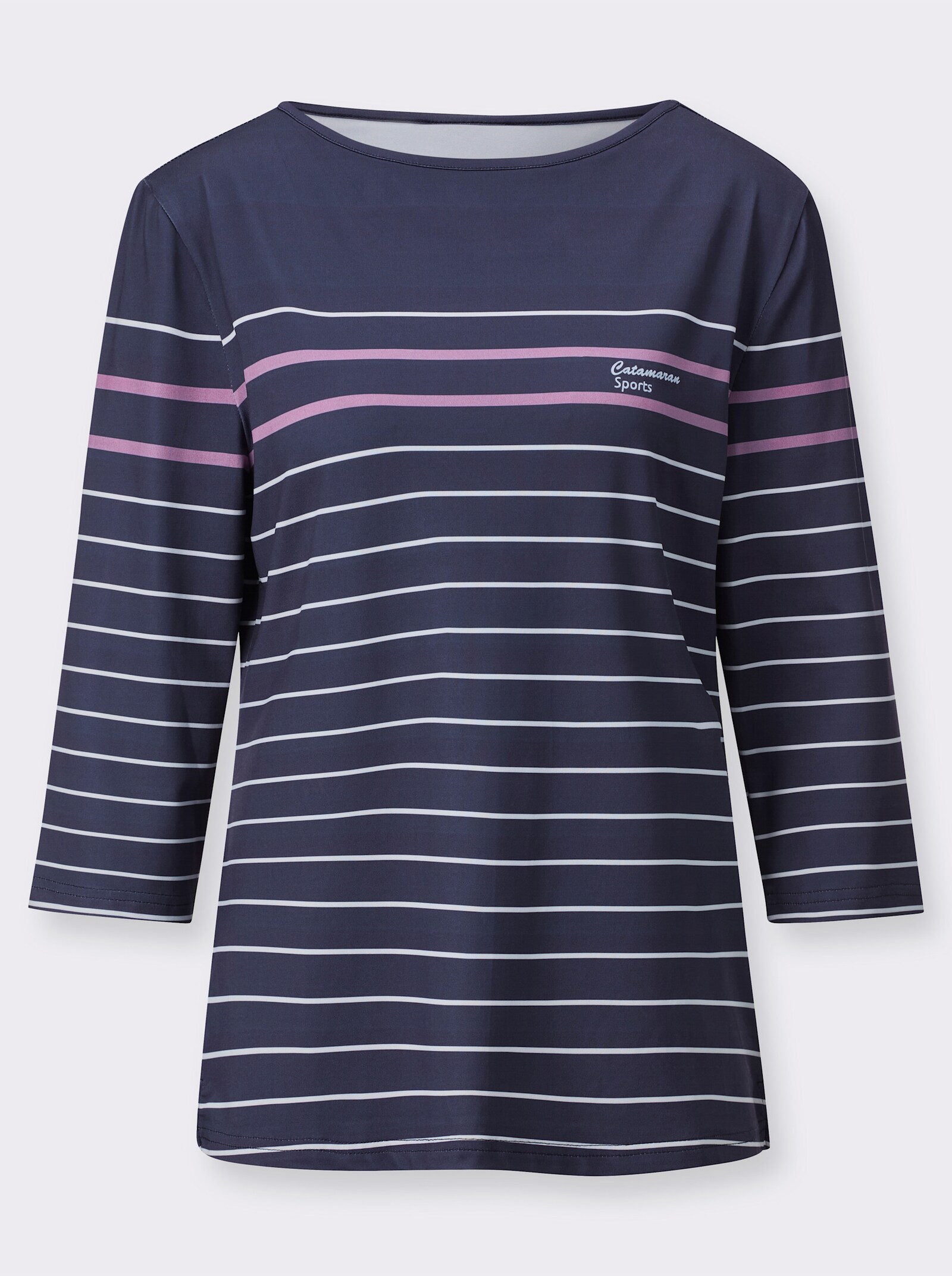 Catamaran Sports Freizeitshirt mit Streifenmuster - marine-weiß-gestreift