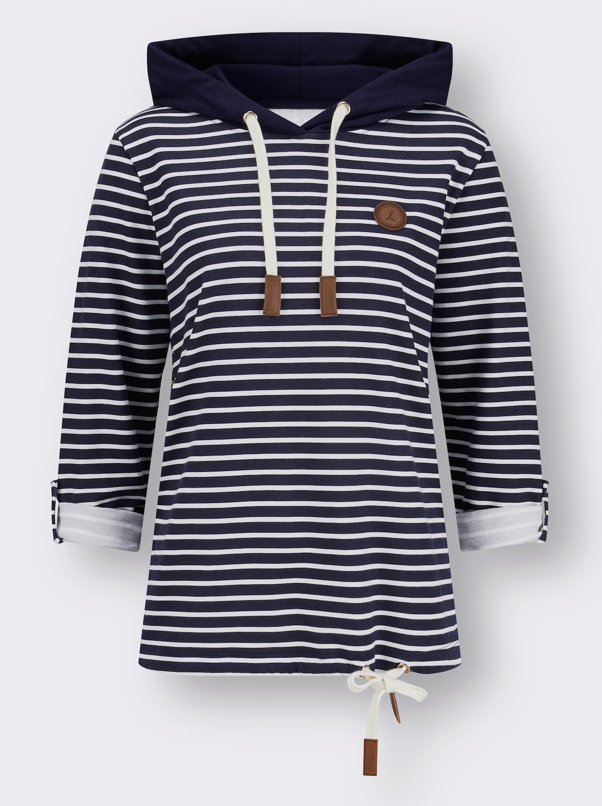 Sweatshirt - marine/ecru gestreept