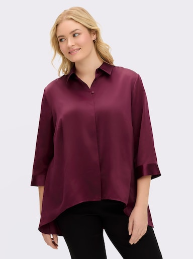sheego Satinbluse mit verkürztem Saum vorn - bordeaux
