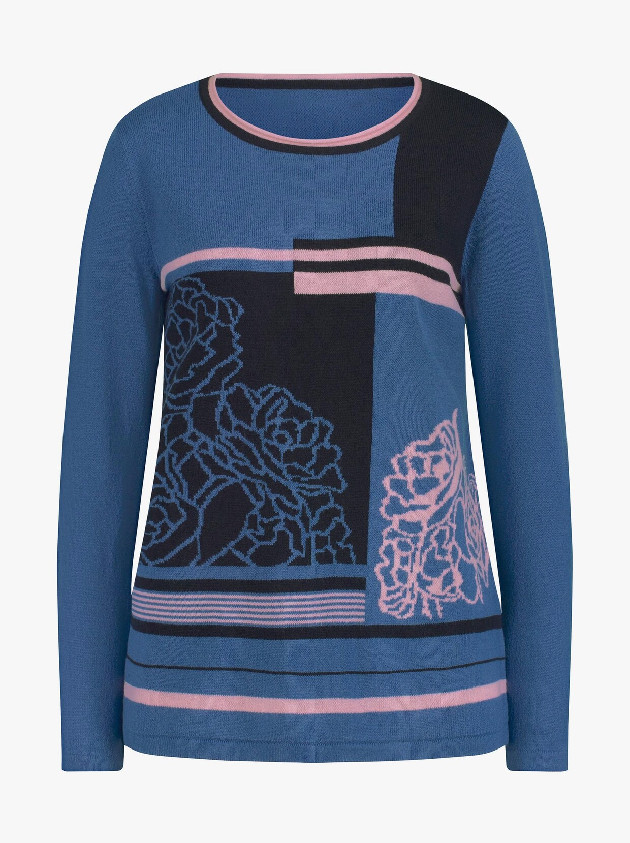 Pullover met lange mouwen - middenblauw gedessineerd