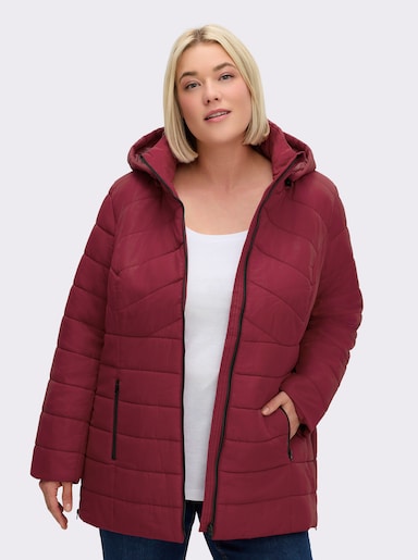 Steppjacke mit abnehmbarer Kapuze - dunkelrot