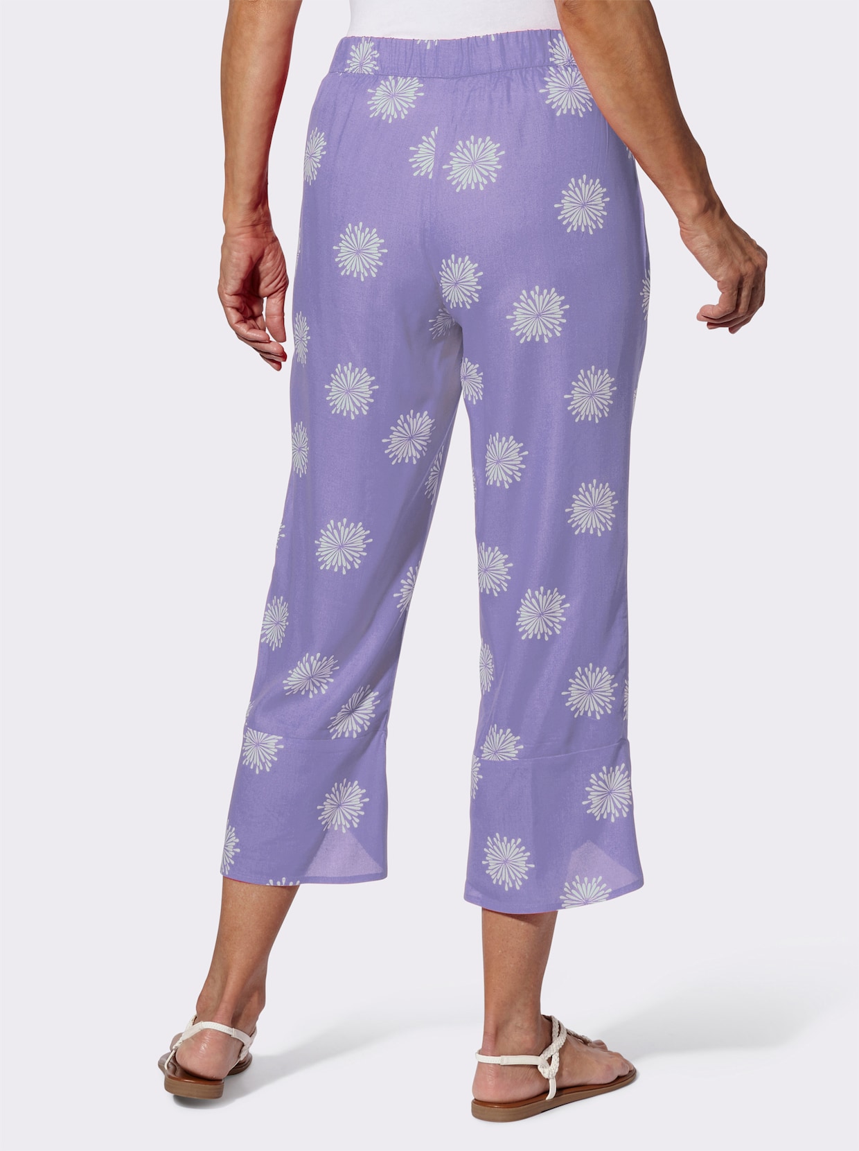 7/8-broek - lavendel-wit bedrukt