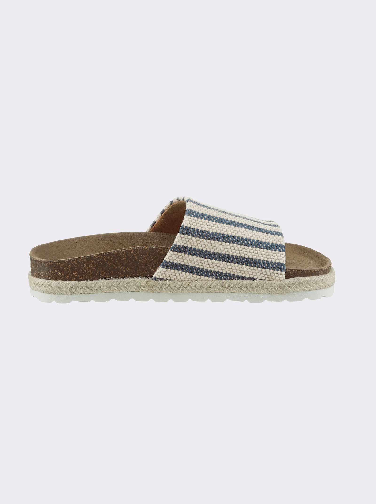 Bio Time Pantolette mit Details in Bast-Optik - marine