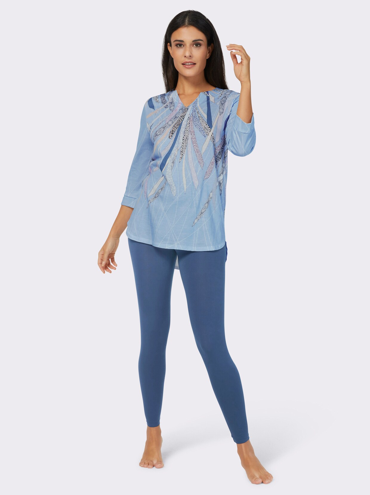 Cybele Schlafanzug - eisblau-jeansblau-bedruckt