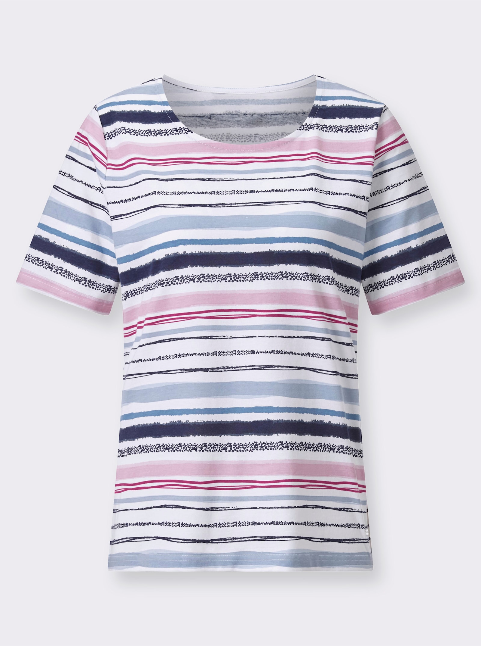 Randig topp av ren bomull - blekblå-rosé-randig