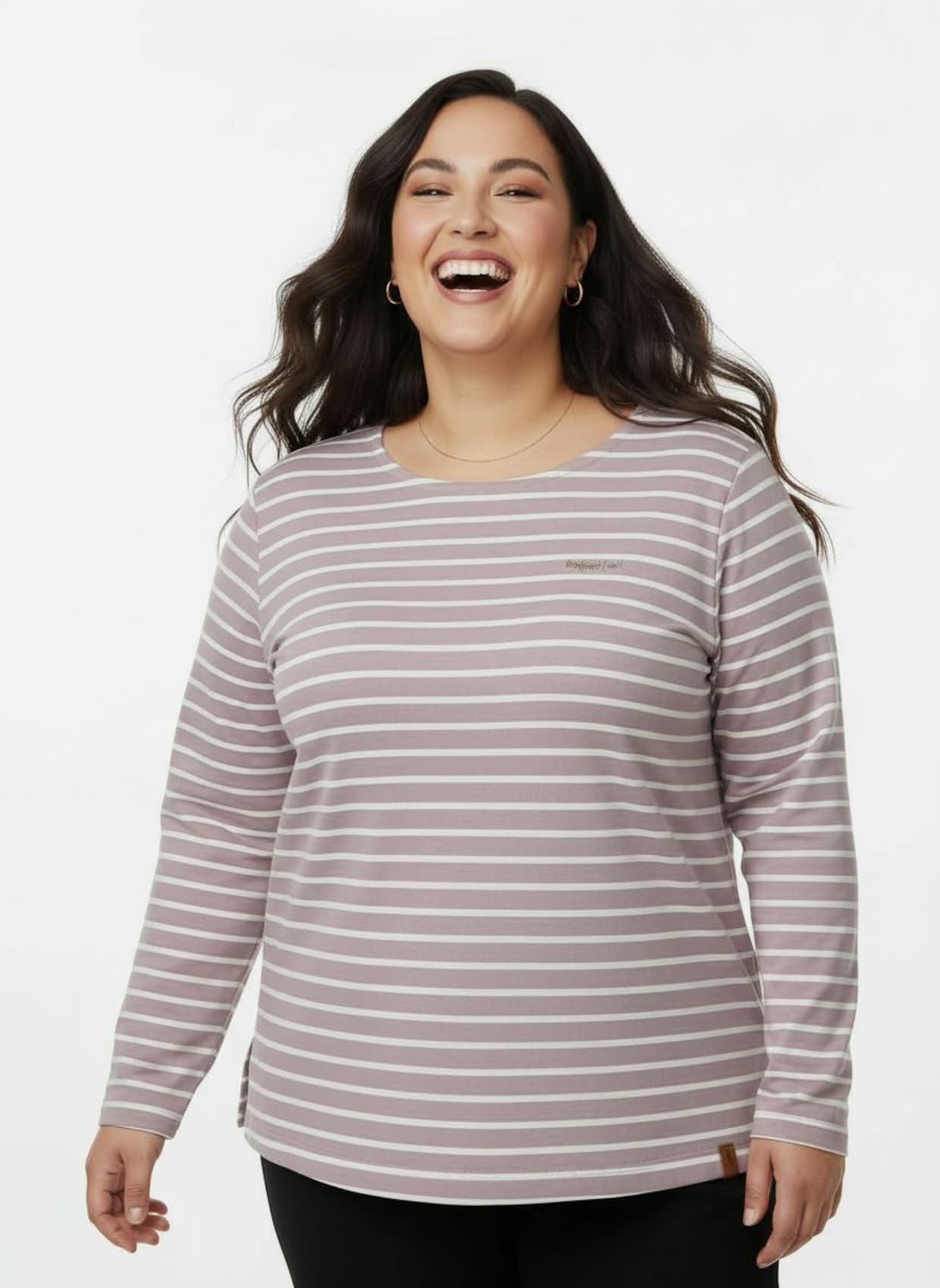 Sweatshirt im Ringel-Dessin - mauve-ecru-geringelt