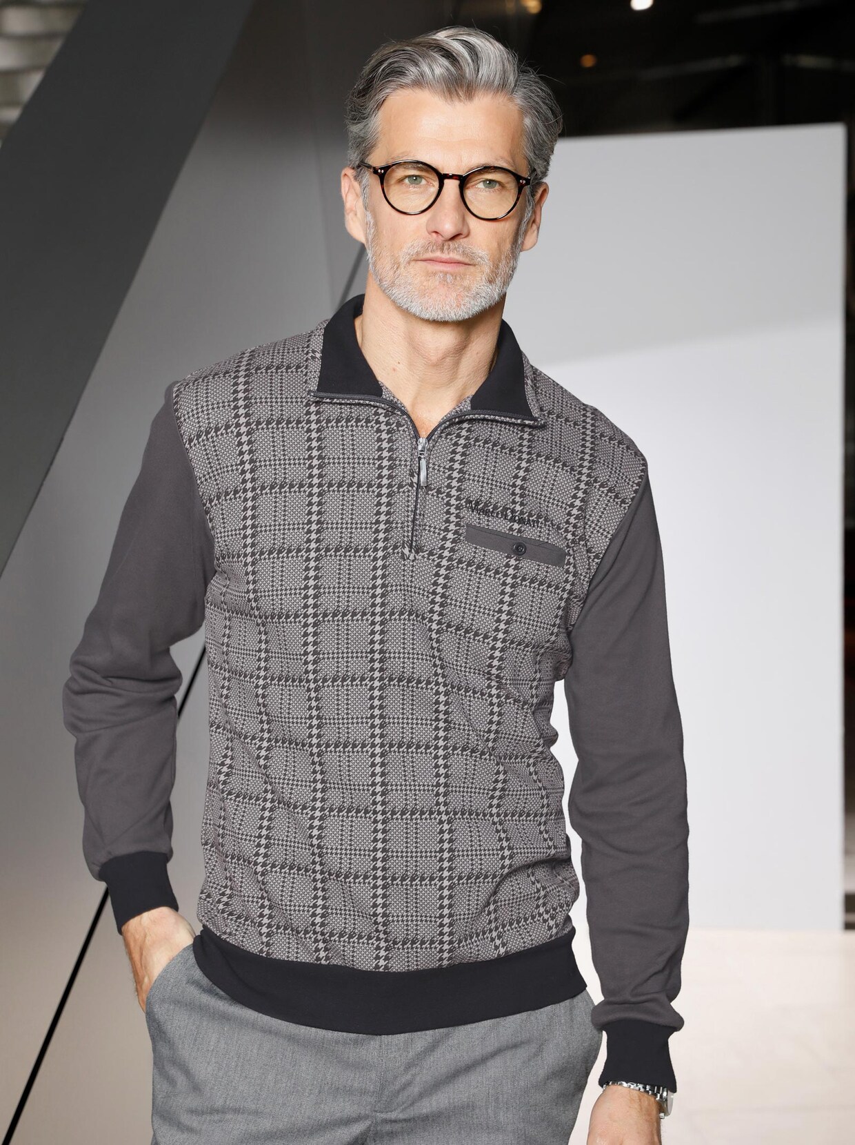 Marco Donati Sweatshirt - grau-gemustert
