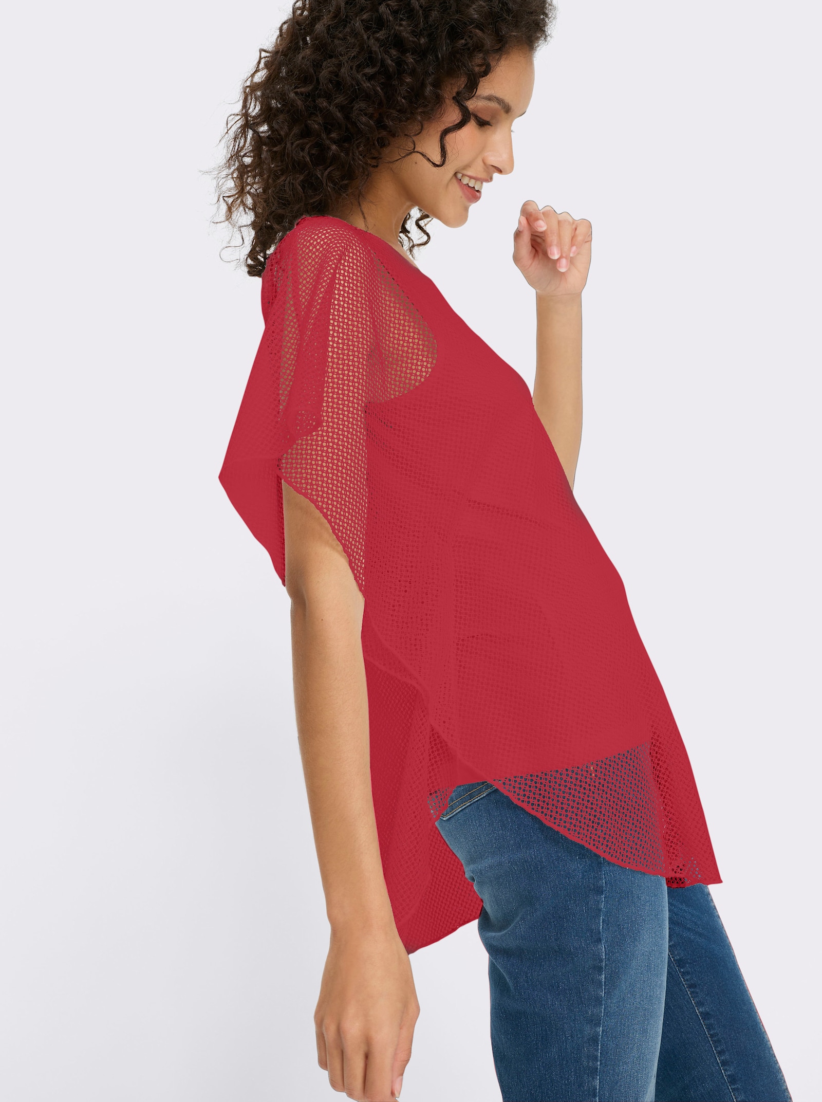 heine Kurzarmshirt im Poncho-Stil - erdbeere