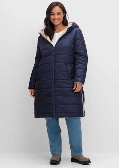 Steppmantel zum Wenden, wattiert - marine-beige