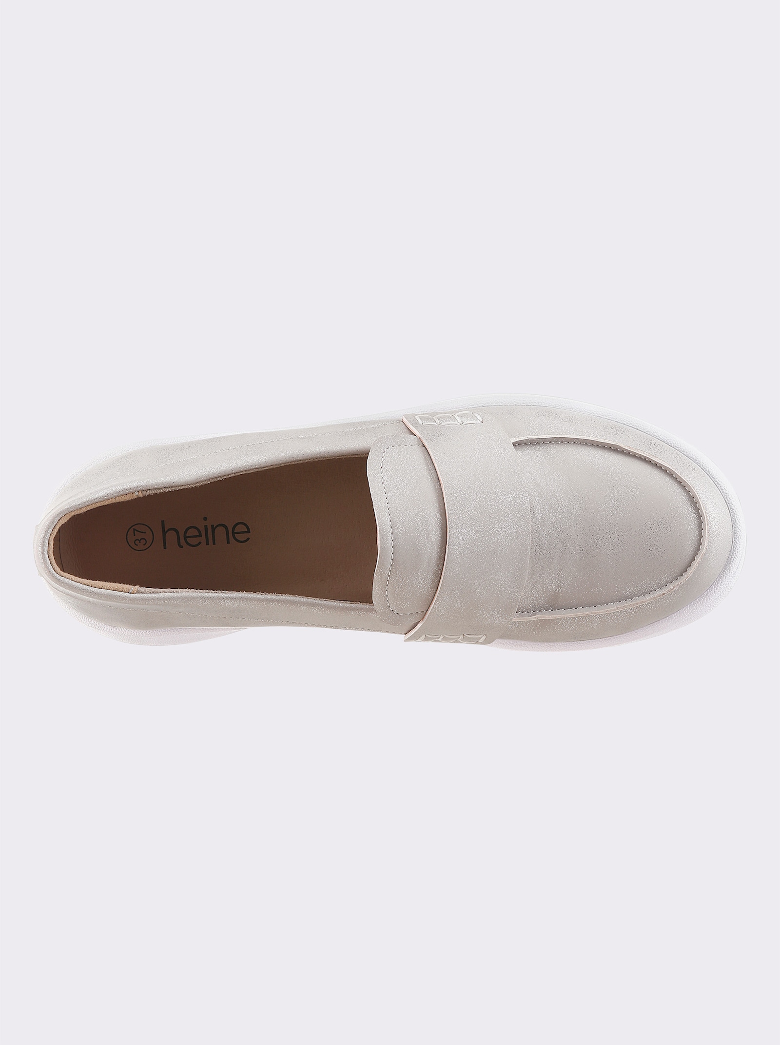 heine Slipper - silberfarben-weiß