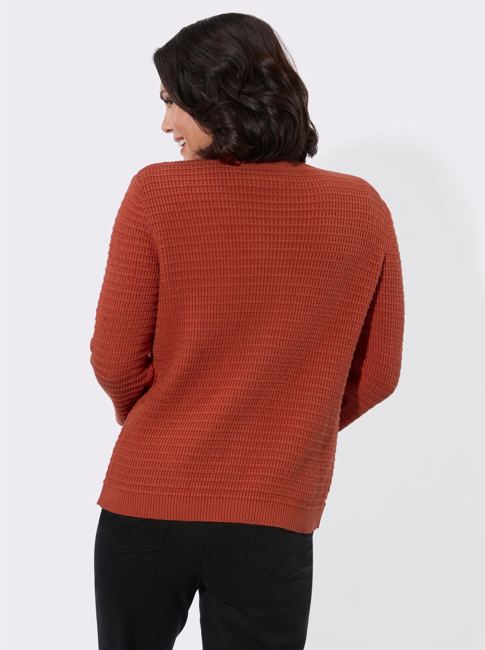 Twin-Set mit gerippten Abschlüssen - terra