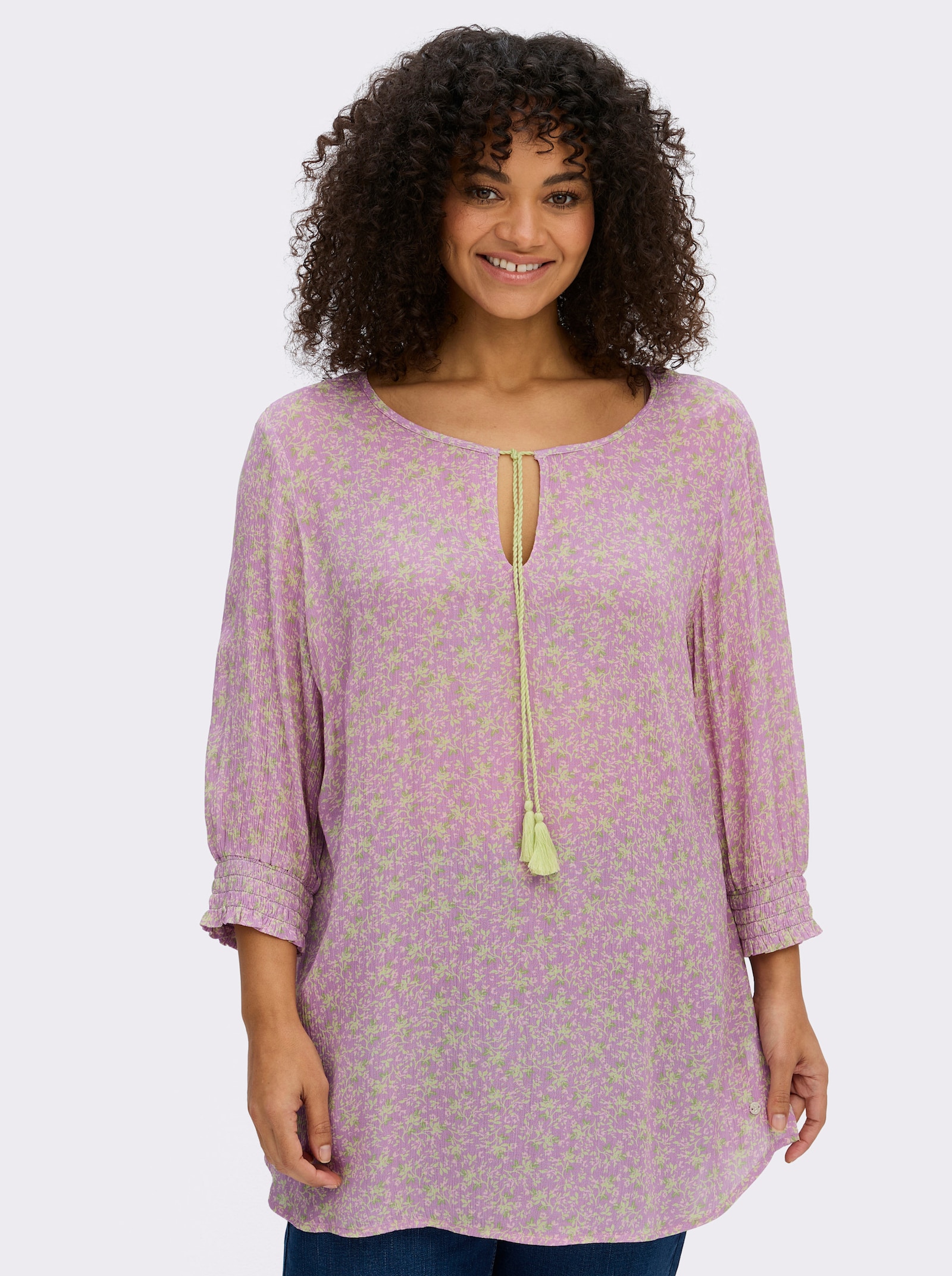 sheego Tunika mit 3/4-Ärmeln - orchidee-pistazie-bedruckt