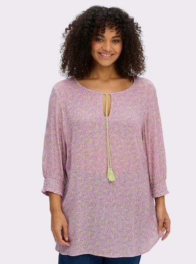 sheego Tunika mit 3/4-Ärmeln - orchidee-pistazie-bedruckt