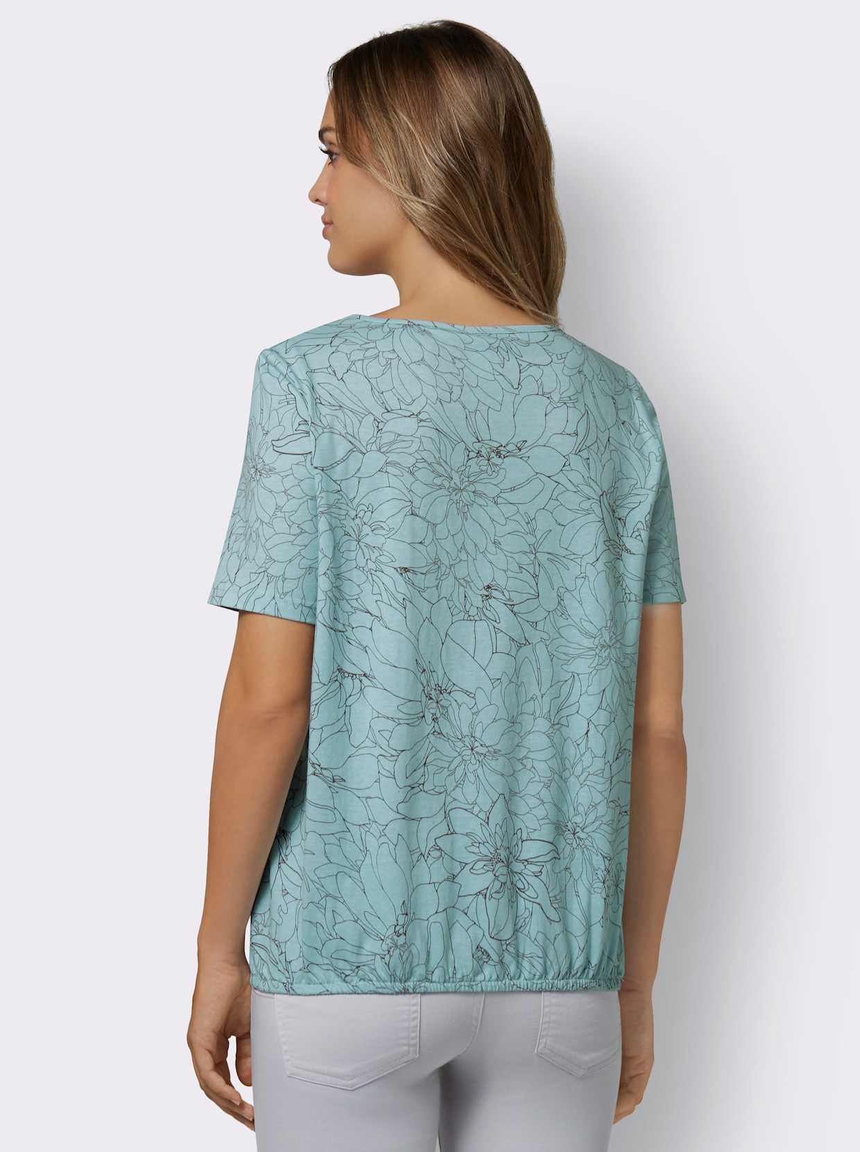 Kurzarm-Shirt - mint-graphit-bedruckt