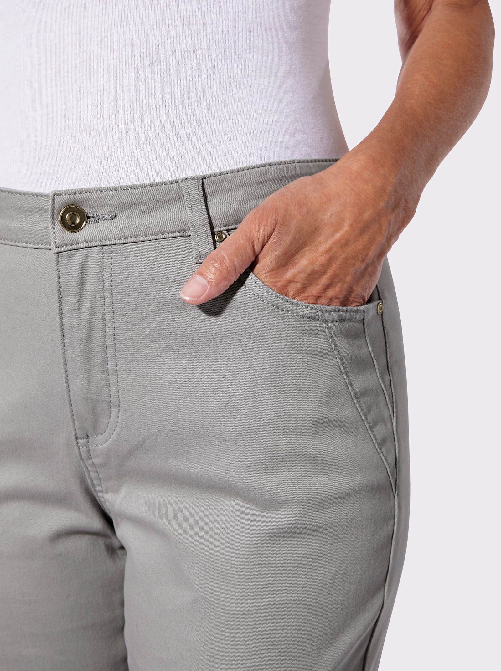 5-Pocket-Jeans mit Ziernähten - steingrau