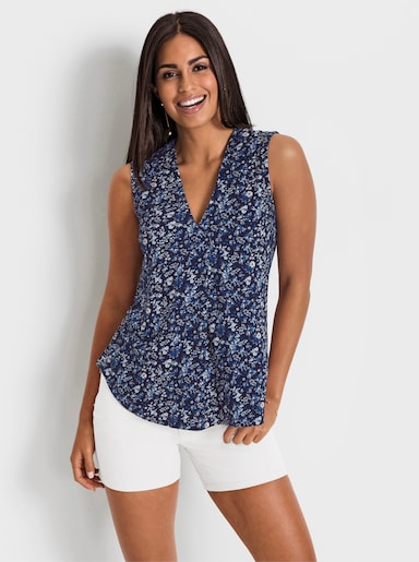 Shirttop - marine-royalblau-bedruckt