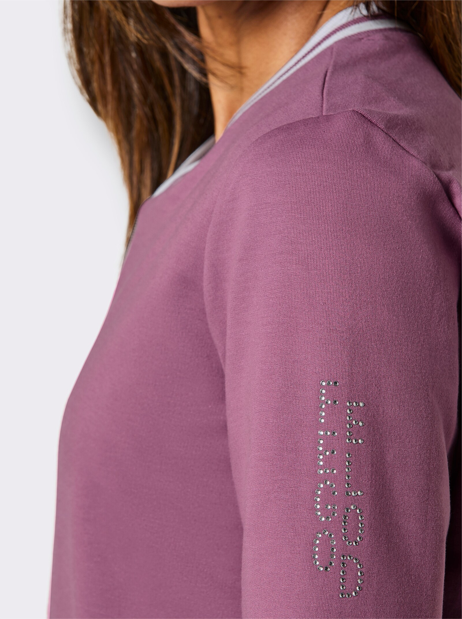feel good Jacke im College-Look - violett-weiß