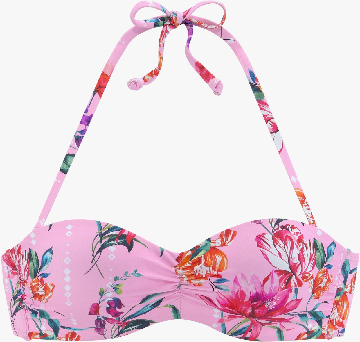 Sunseeker Bügel-Bandeau-Bikini-Top - rosa-bedruckt