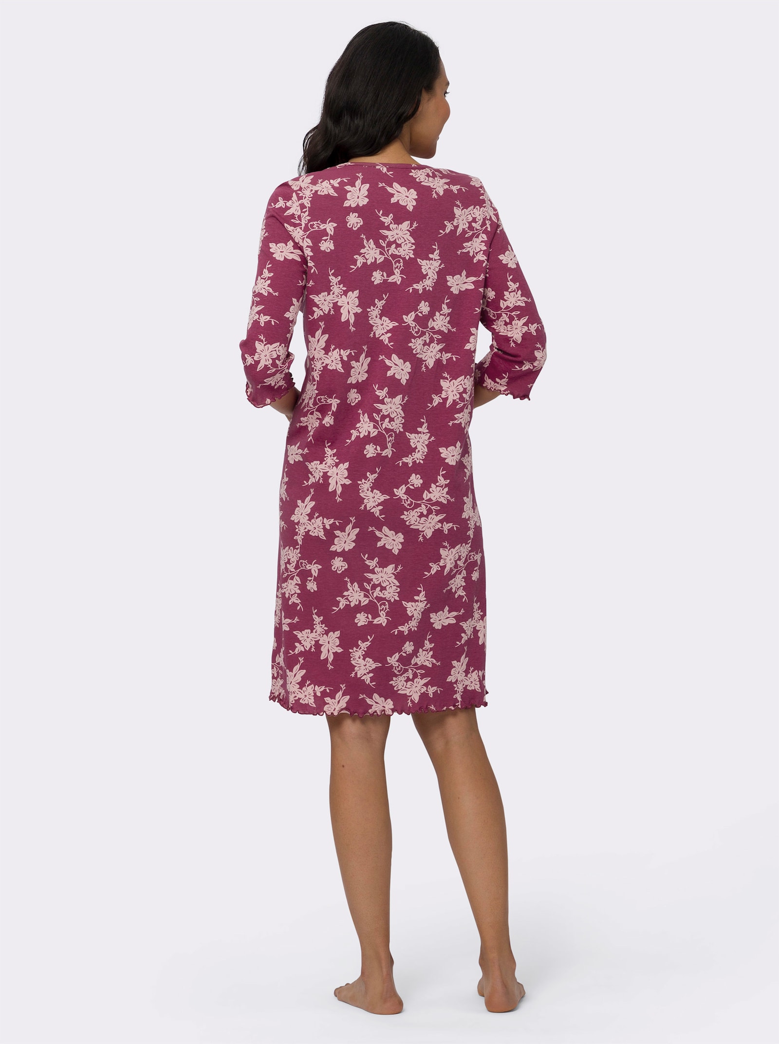 Nachthemd mit Ziernähten - malve-bedruckt