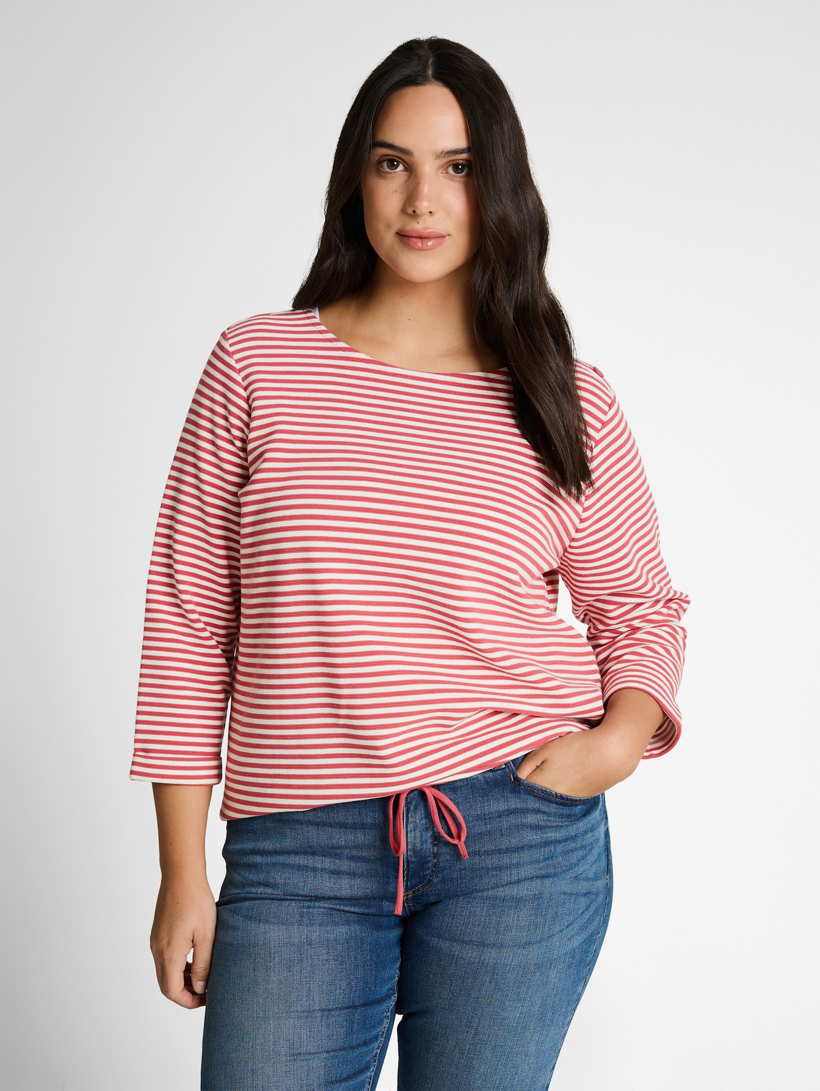 T-Shirt - pink offwhite regular stripe