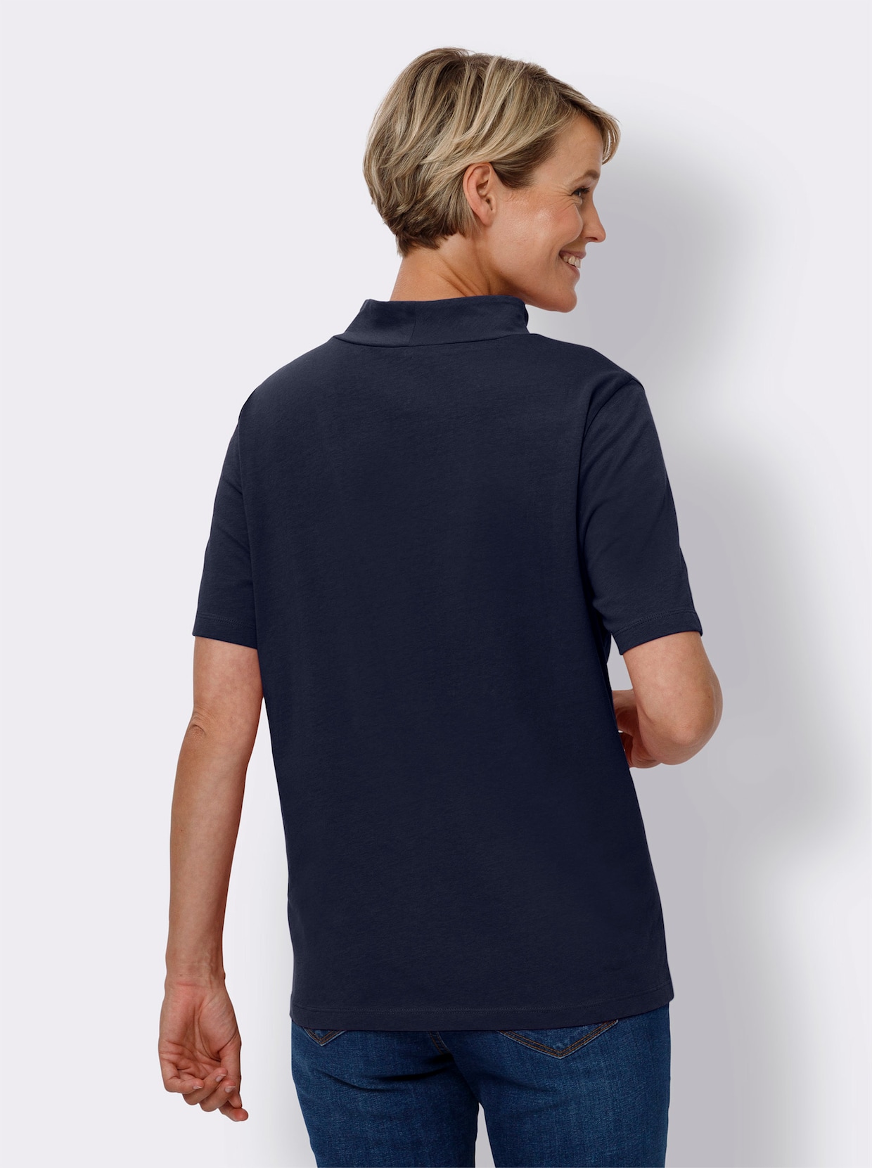 Shirt met opstaande kraag - marine