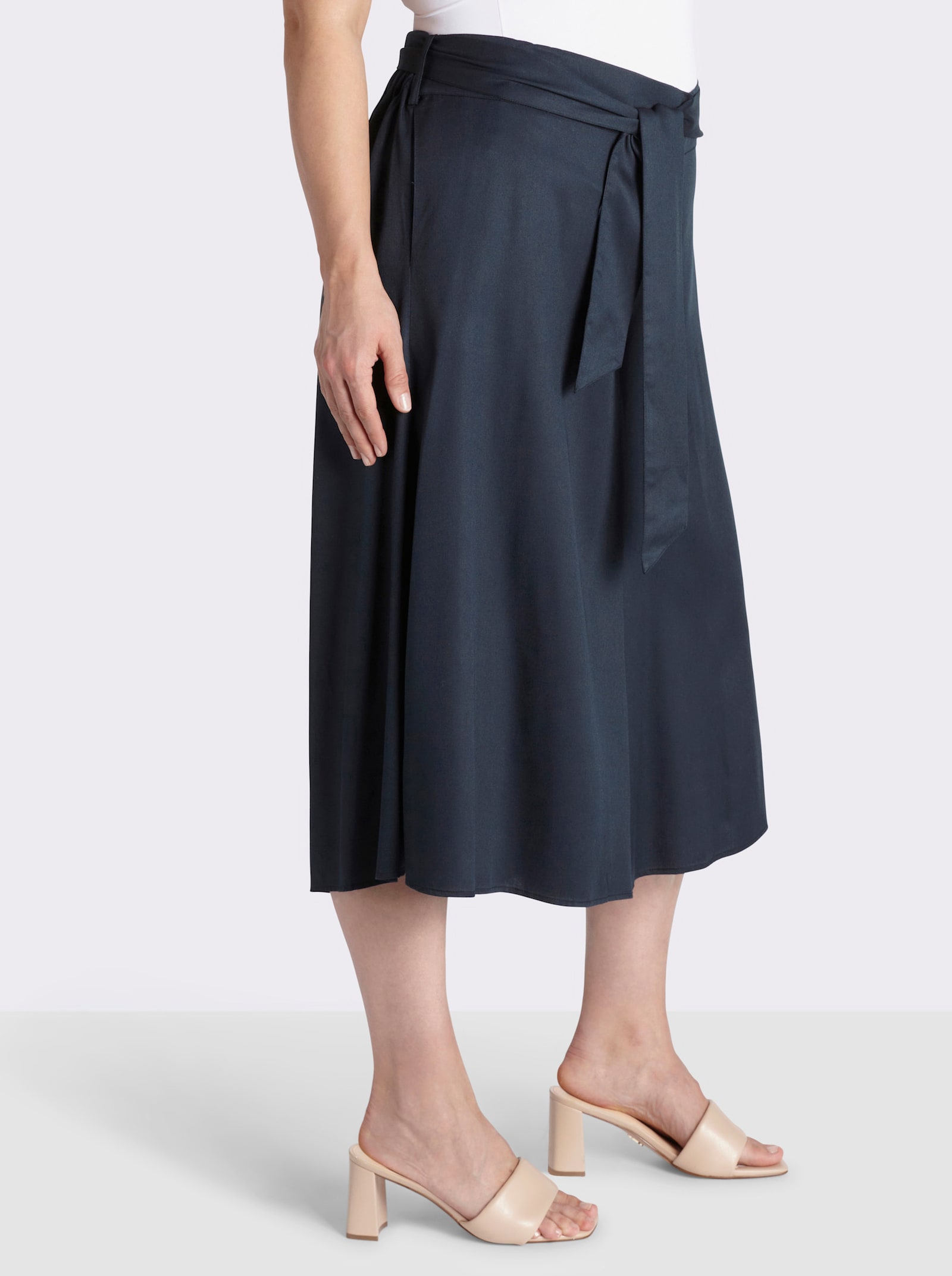 sheego Broekrok met bindceintuur - diepblauw