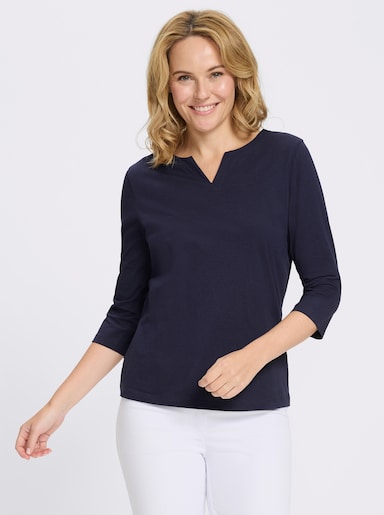 3/4-Arm-Shirt aus reiner Baumwolle - marine