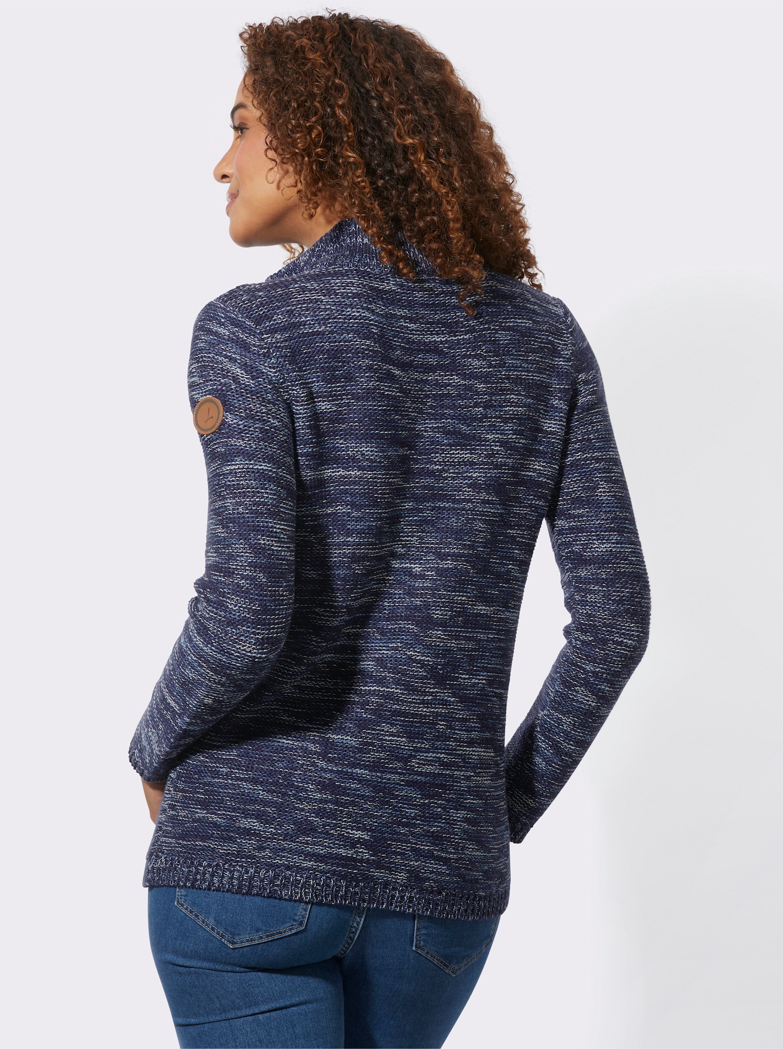 Troyer mit gerippten Abschlüssen - marine-meliert