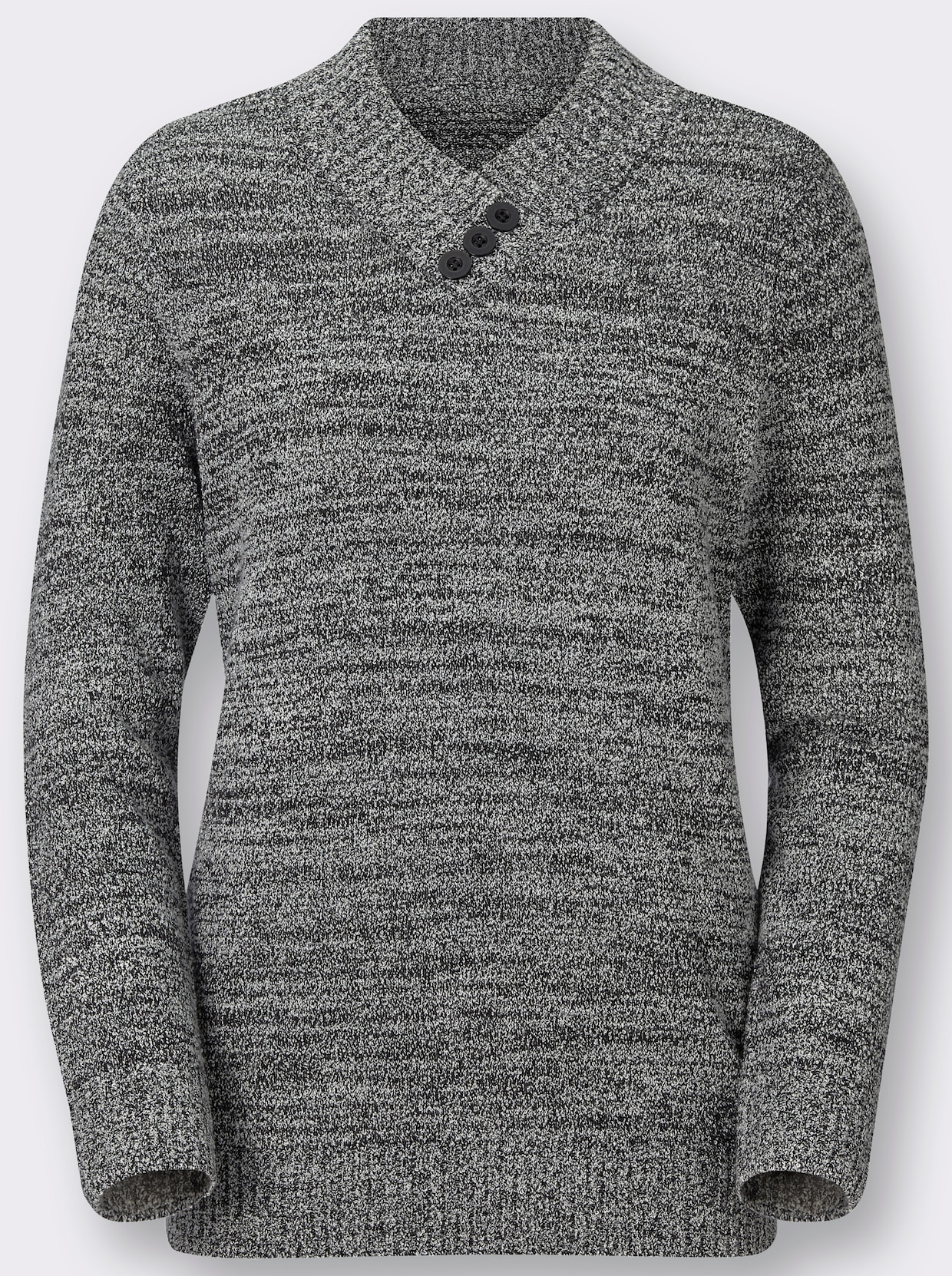 Pullover met V-hals - zwart/wit gemêleerd