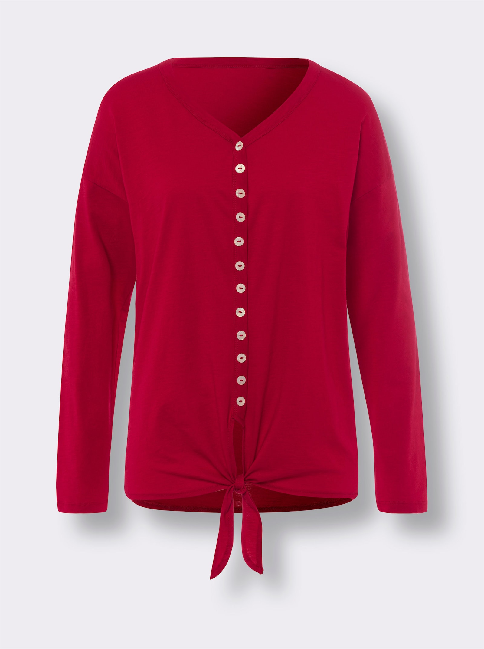 heine Langarmshirt mit Saum zum Knoten - rot