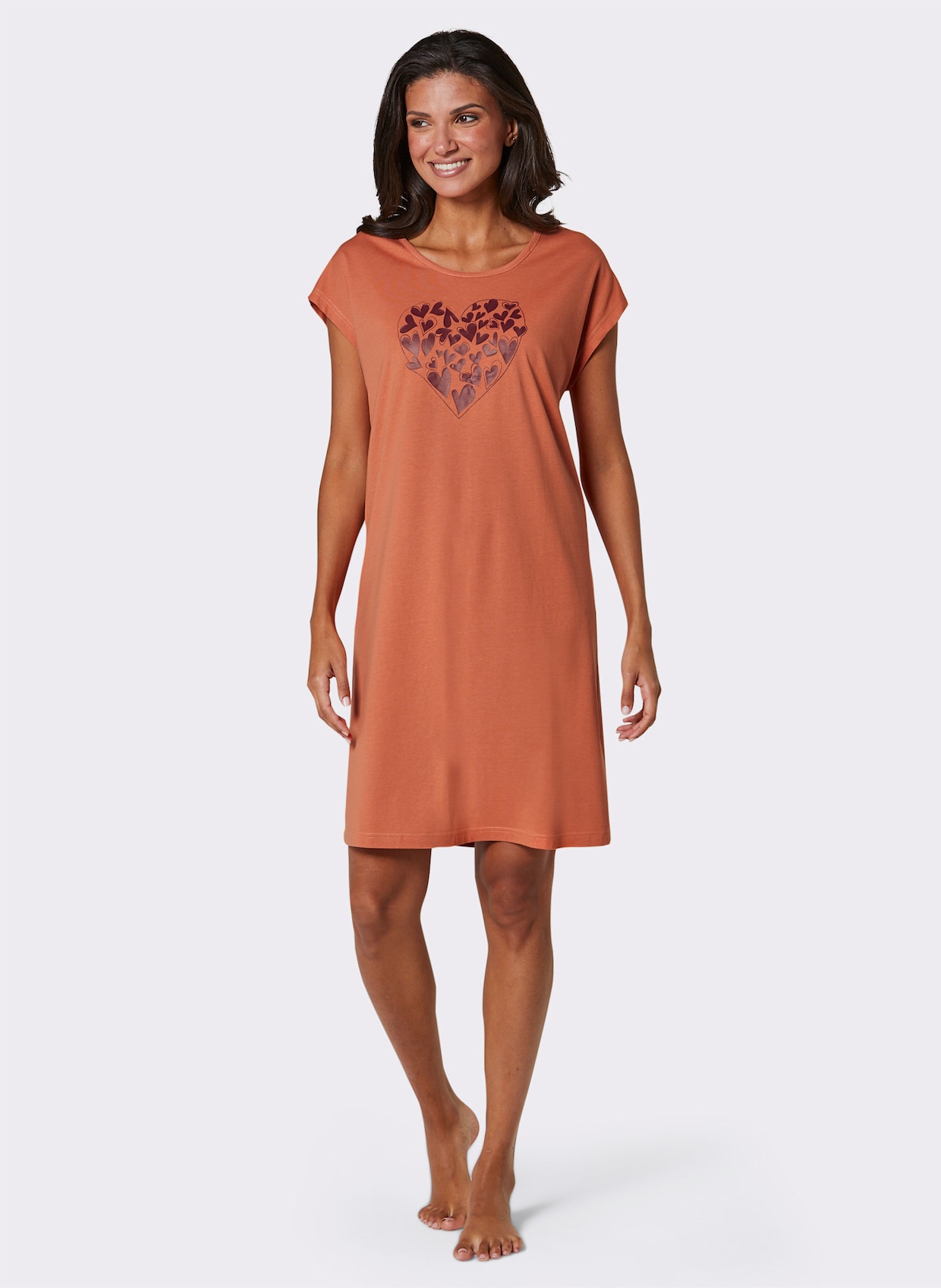 wäschepur Sleepshirts - bordeaux-bedruckt + papaya-bedruckt